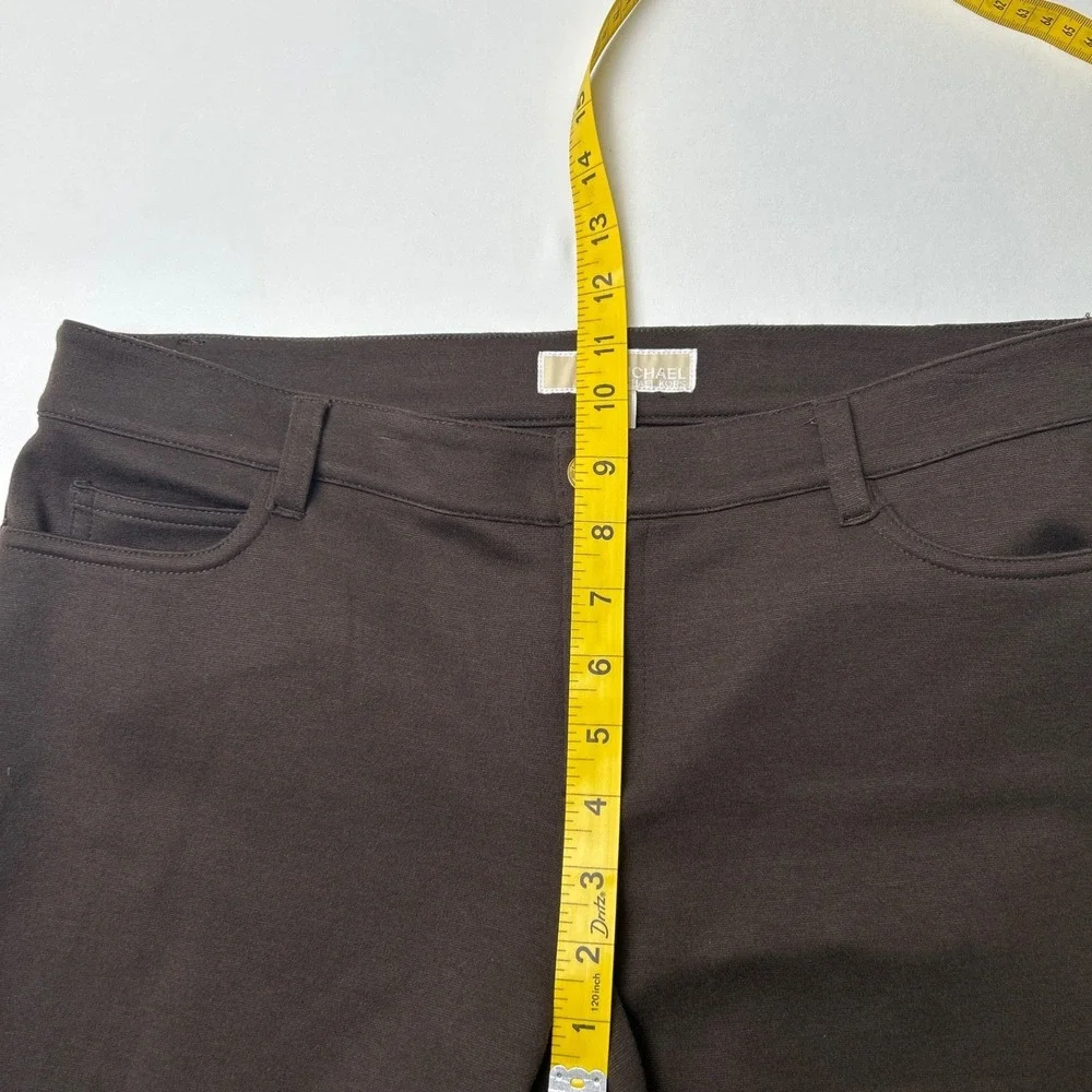 Michael Kors Womens Stretch Ponte Slim Straight Leg Pants Size 10 Brown Career
